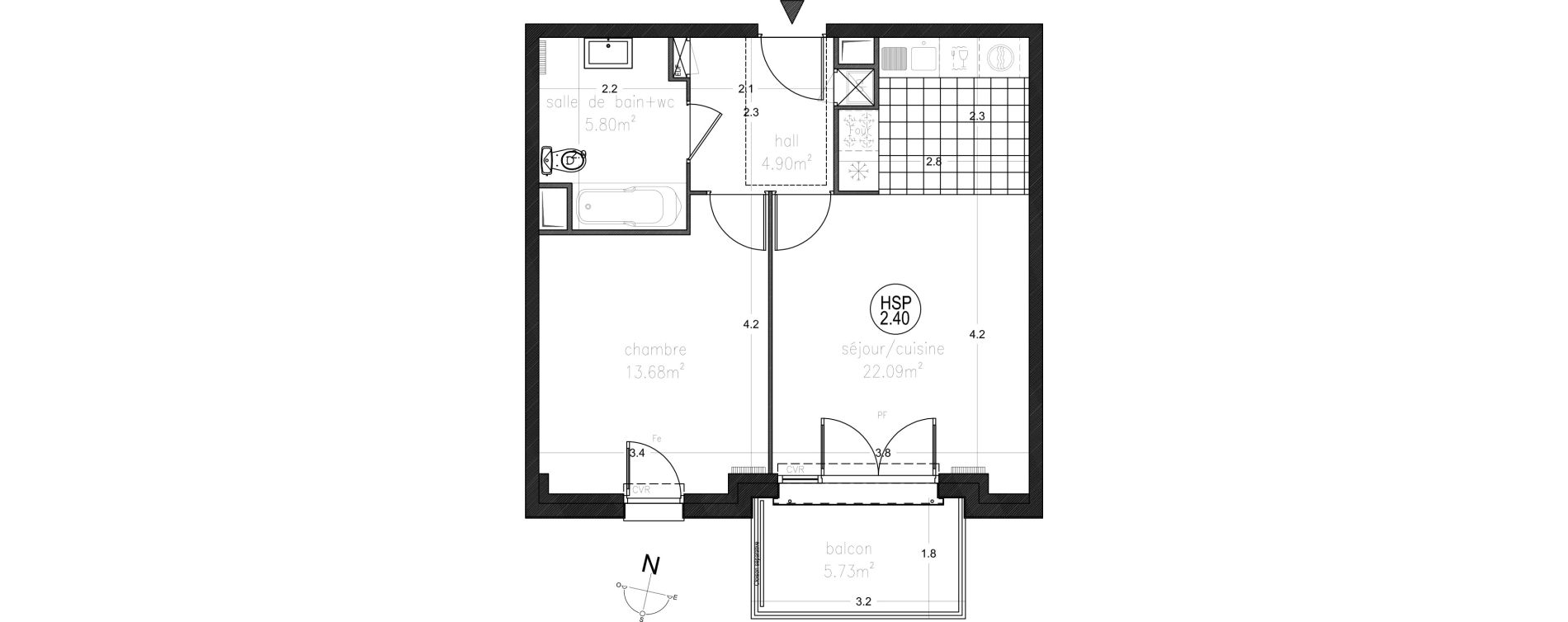 Appartement T2 de 46,47 m2 &agrave; Saigneville Saint-valery-sur-somme