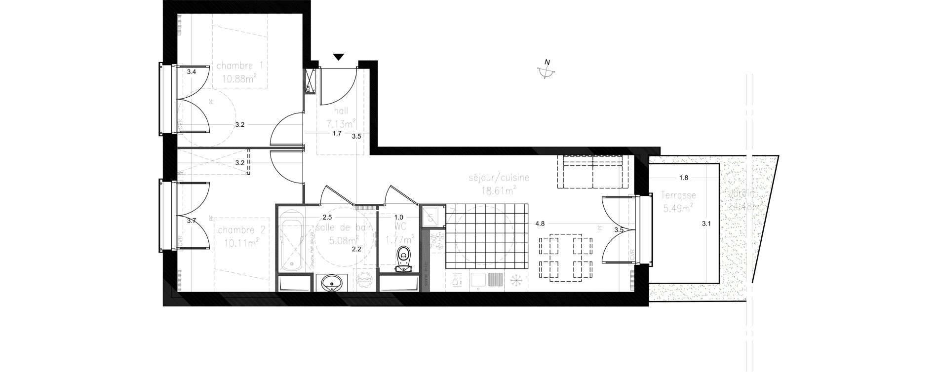 Appartement T3 de 53,58 m2 &agrave; Saigneville Saint-valery-sur-somme