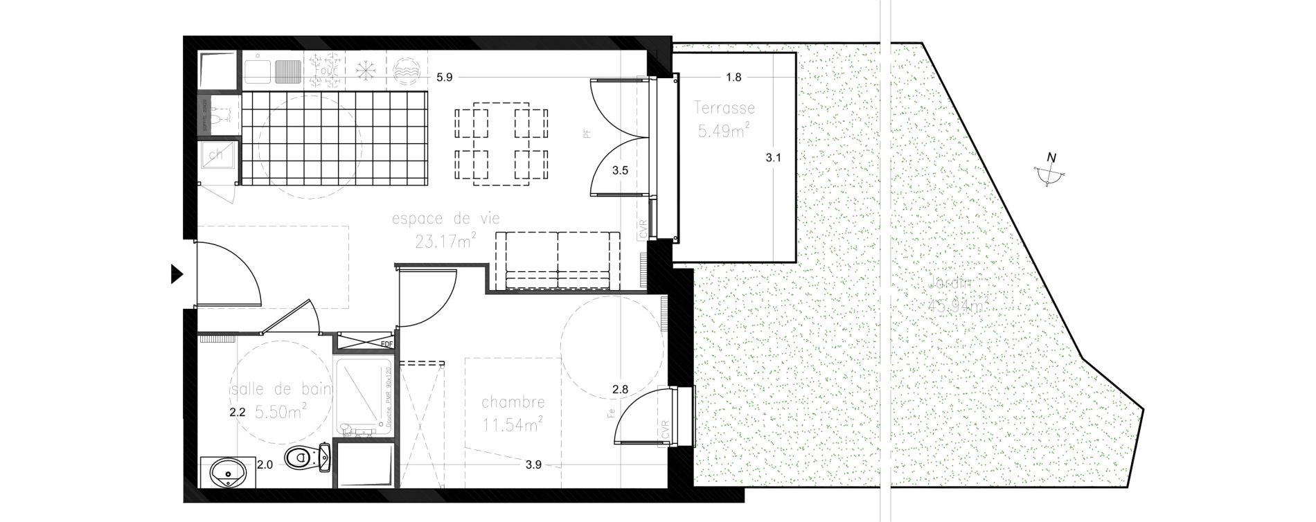 Appartement T2 de 40,21 m2 &agrave; Saigneville Saint-valery-sur-somme
