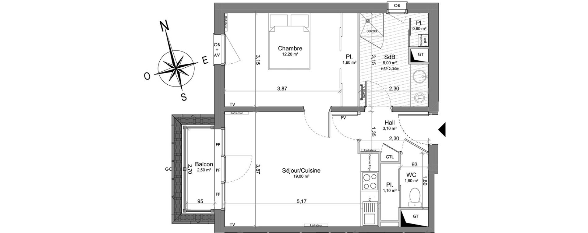 Appartement T2 de 45,20 m2 &agrave; Saint-Valery-Sur-Somme Centre