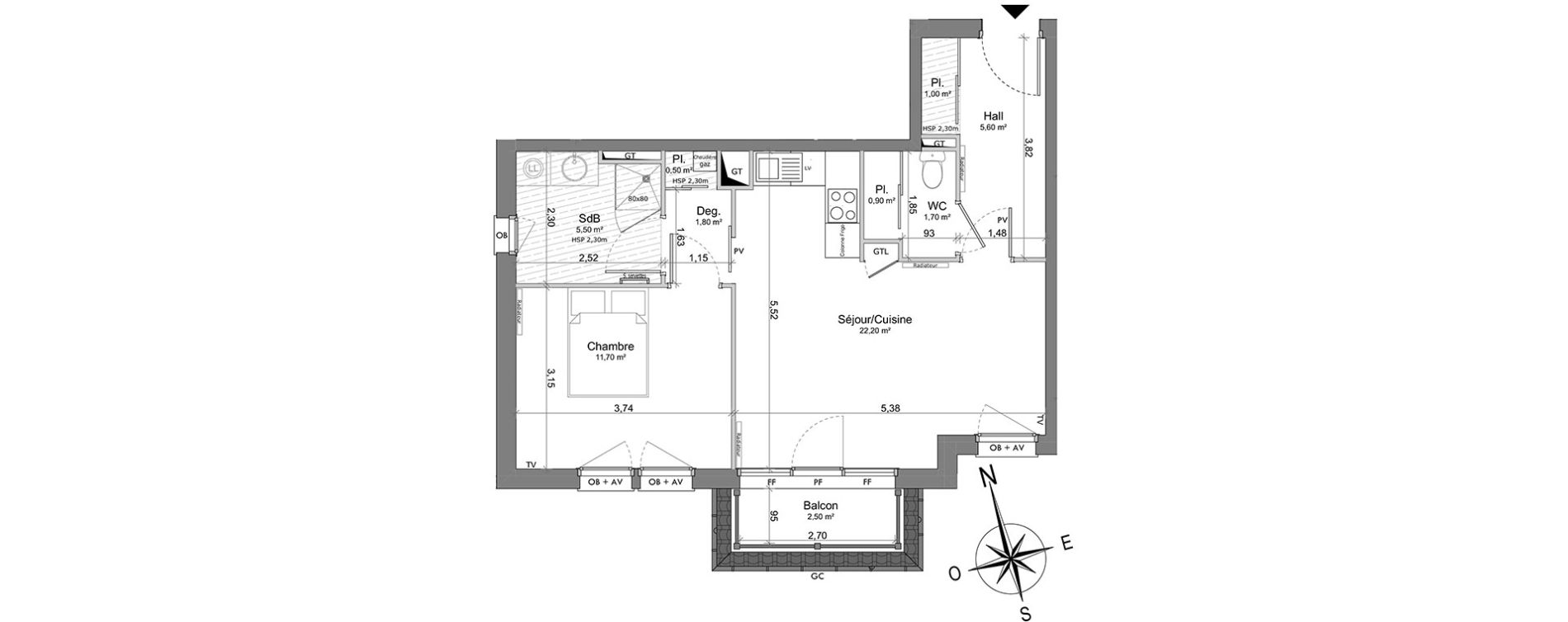 Appartement T2 de 50,90 m2 &agrave; Saint-Valery-Sur-Somme Centre