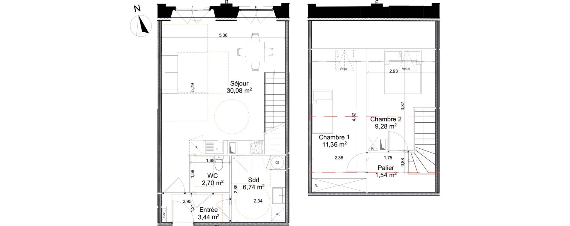 Duplex T3 de 65,14 m2 &agrave; Saleux Centre