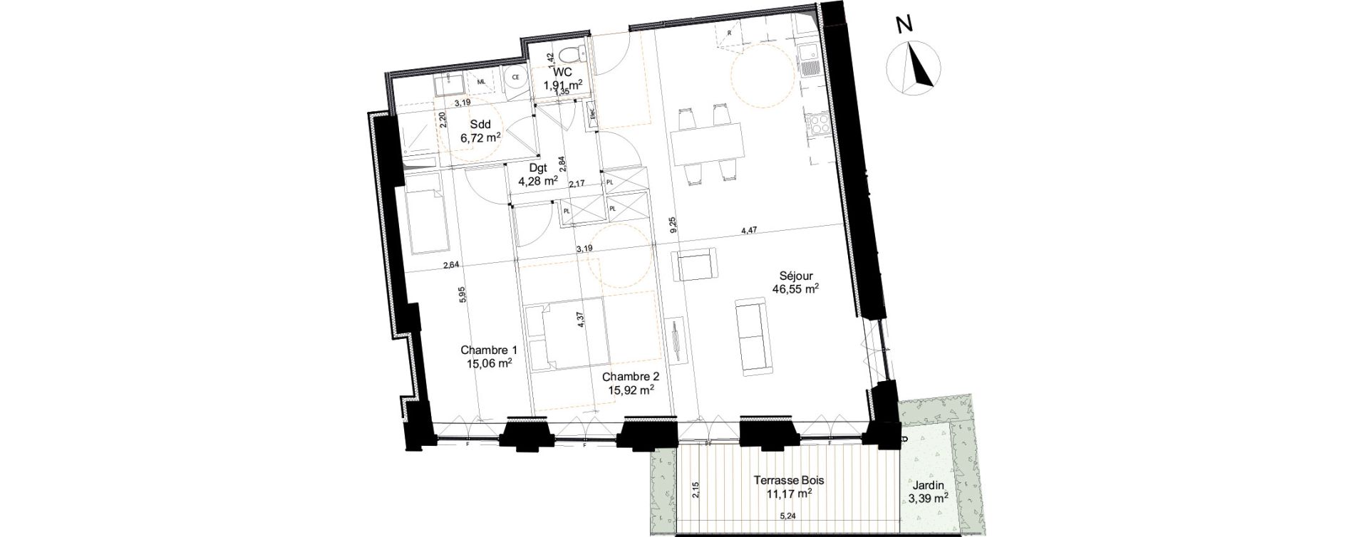 Appartement T3 de 90,44 m2 &agrave; Saleux Centre