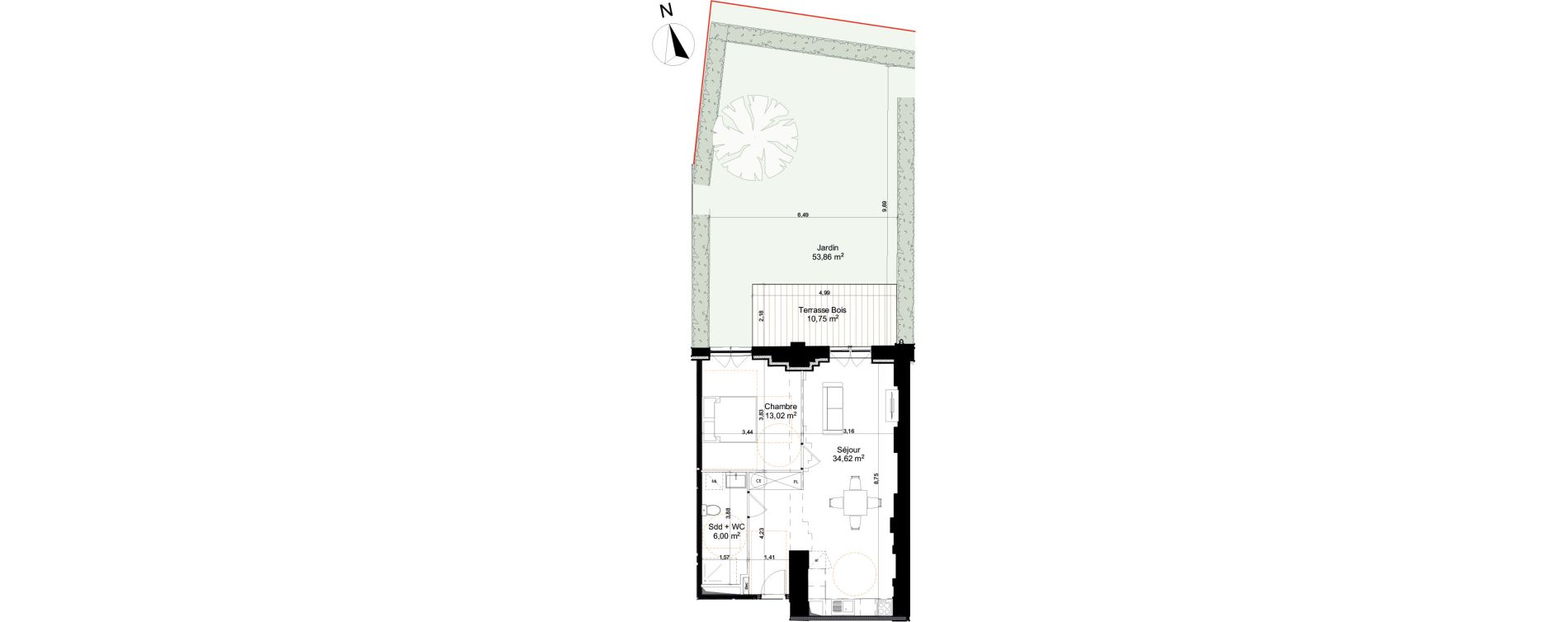 Appartement T2 de 53,64 m2 &agrave; Saleux Centre