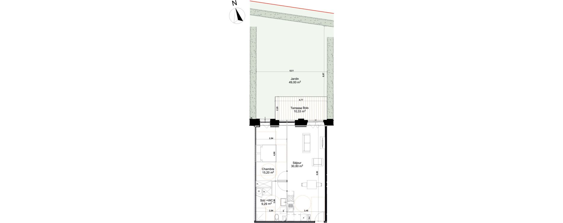 Appartement T2 de 55,29 m2 &agrave; Saleux Centre