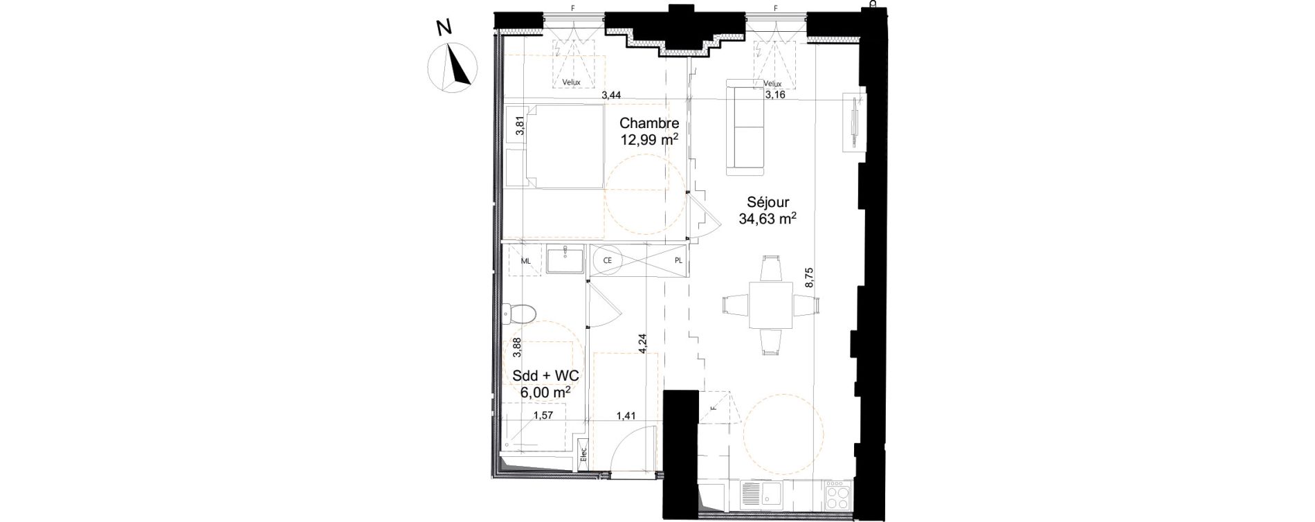 Appartement T2 de 53,62 m2 &agrave; Saleux Centre