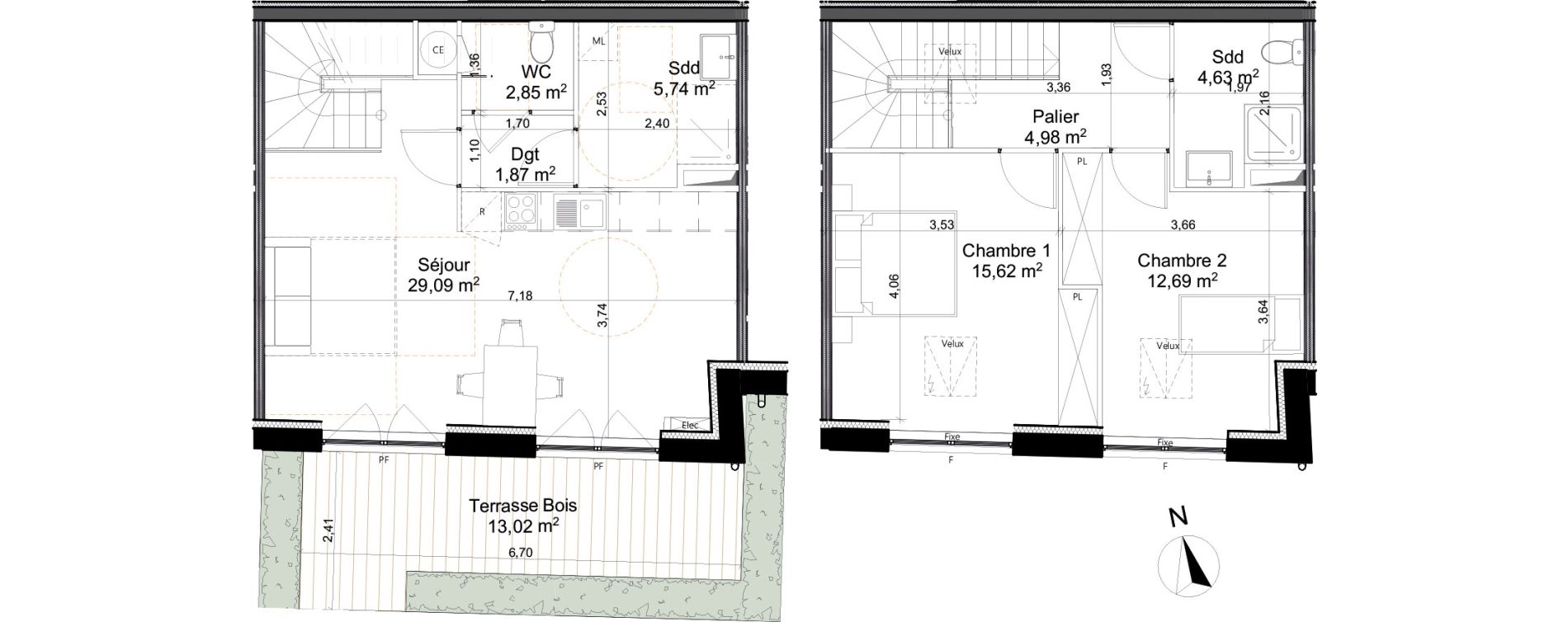 Duplex T3 de 77,47 m2 &agrave; Saleux Centre