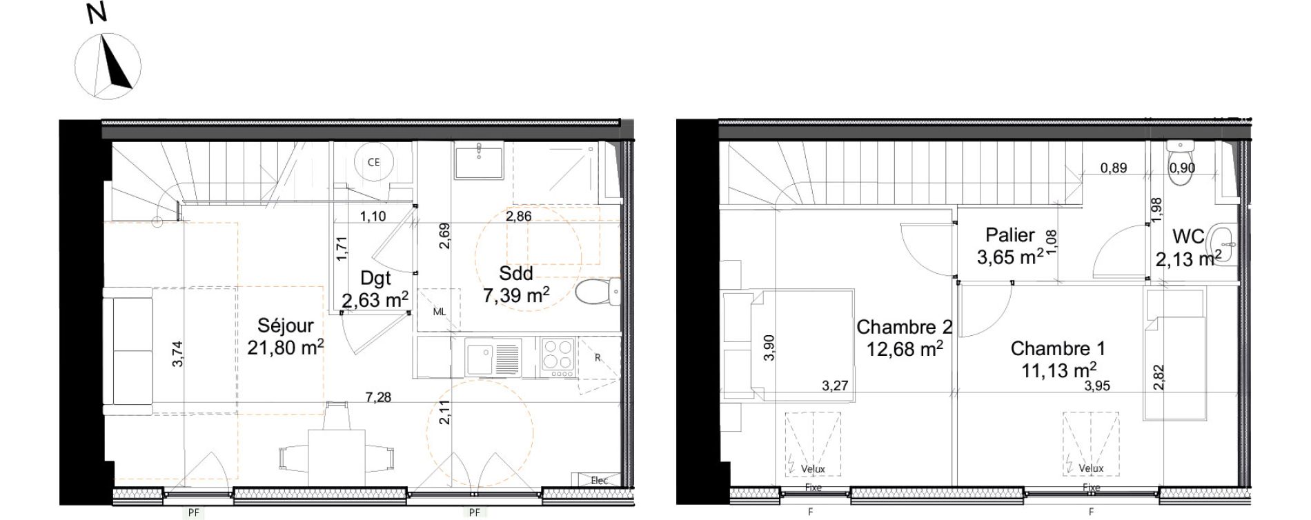 Duplex T3 de 61,41 m2 &agrave; Saleux Centre