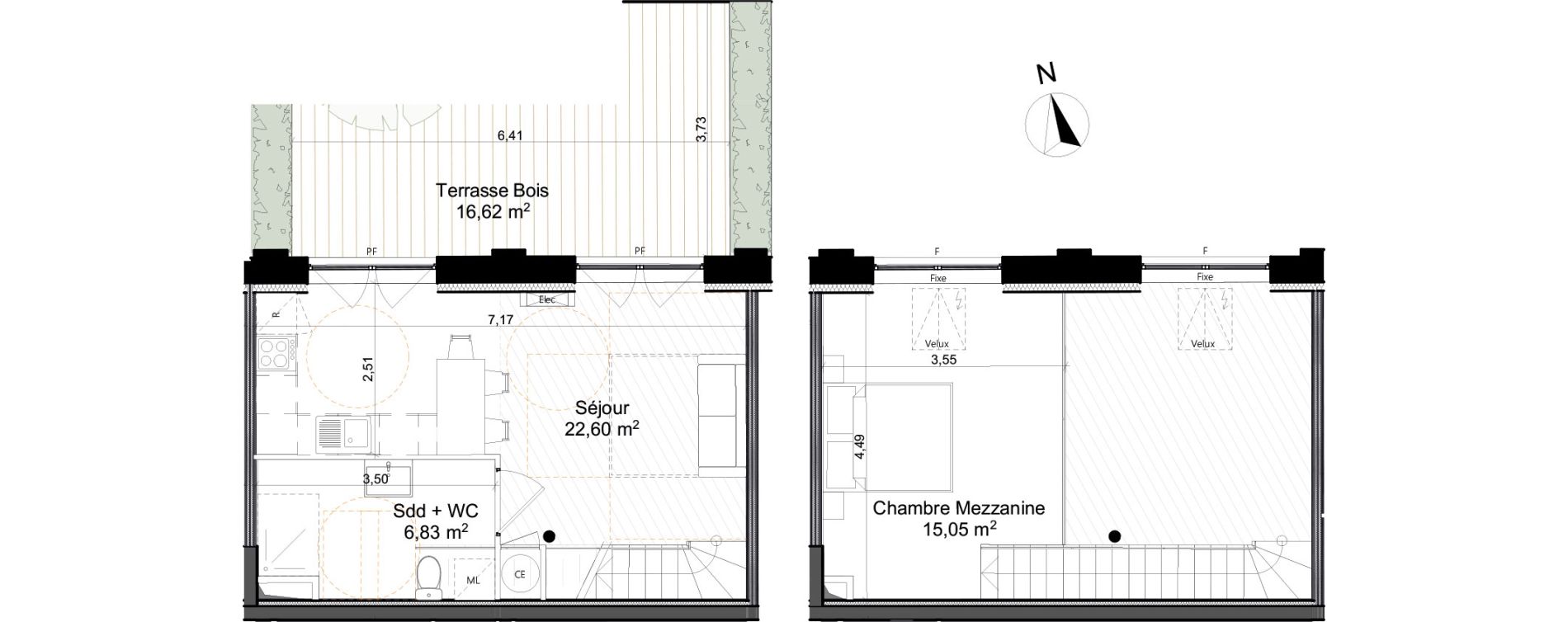 Duplex T2 de 44,48 m2 &agrave; Saleux Centre