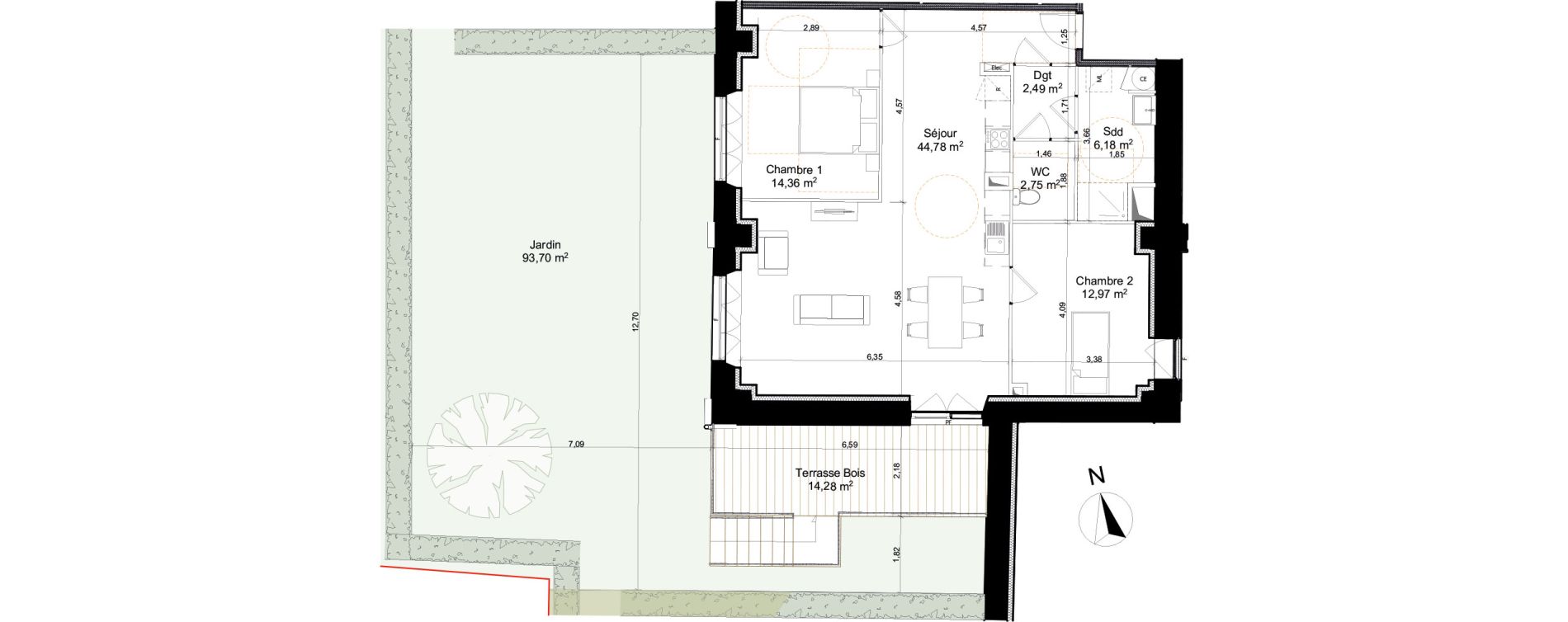 Appartement T3 de 83,53 m2 &agrave; Saleux Centre