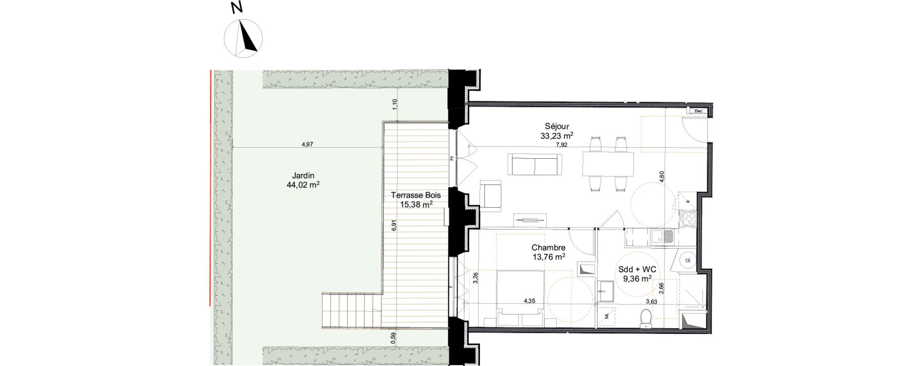 Appartement T2 de 56,35 m2 &agrave; Saleux Centre