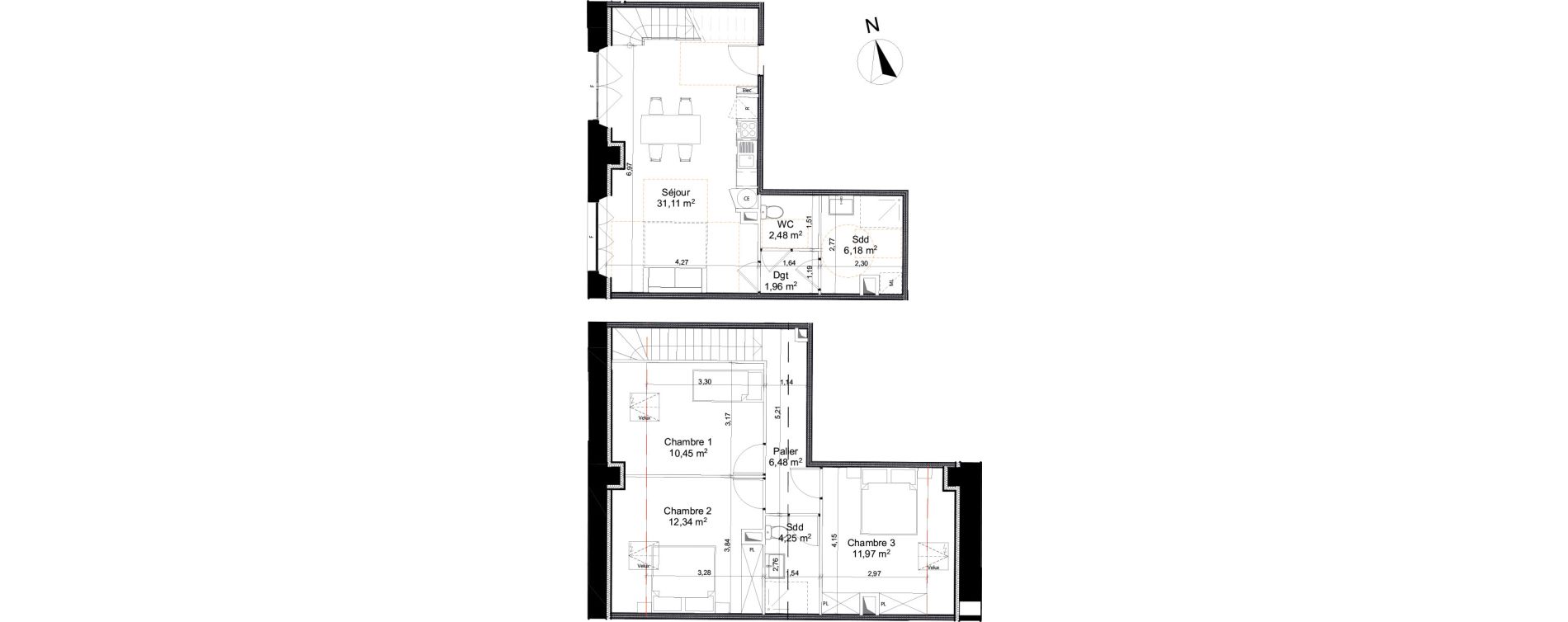 Duplex T4 de 85,26 m2 &agrave; Saleux Centre