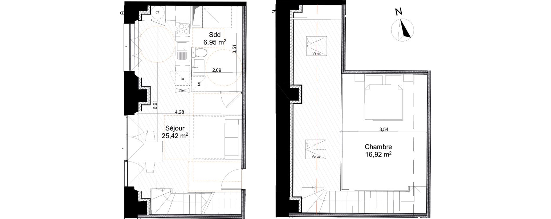 Duplex T2 de 49,29 m2 &agrave; Saleux Centre