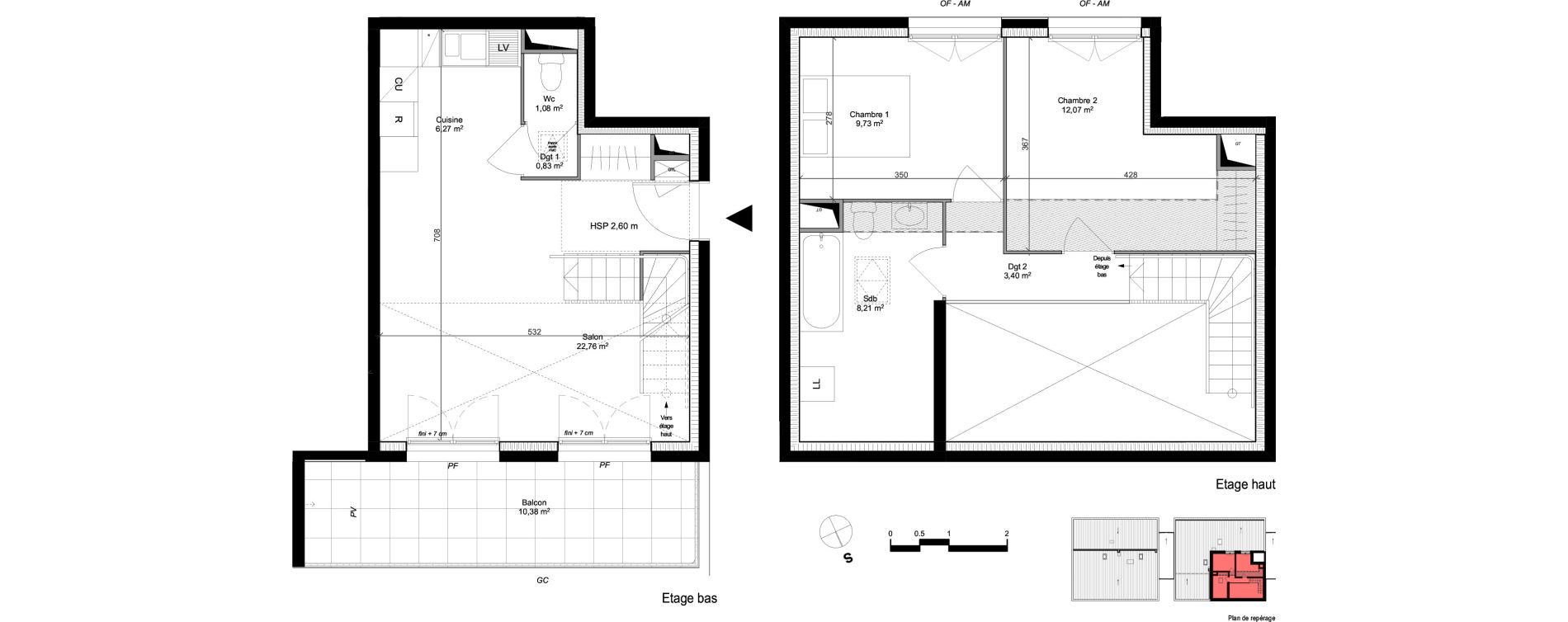 Duplex T3 de 64,35 m2 &agrave; Arpajon Les belles vues