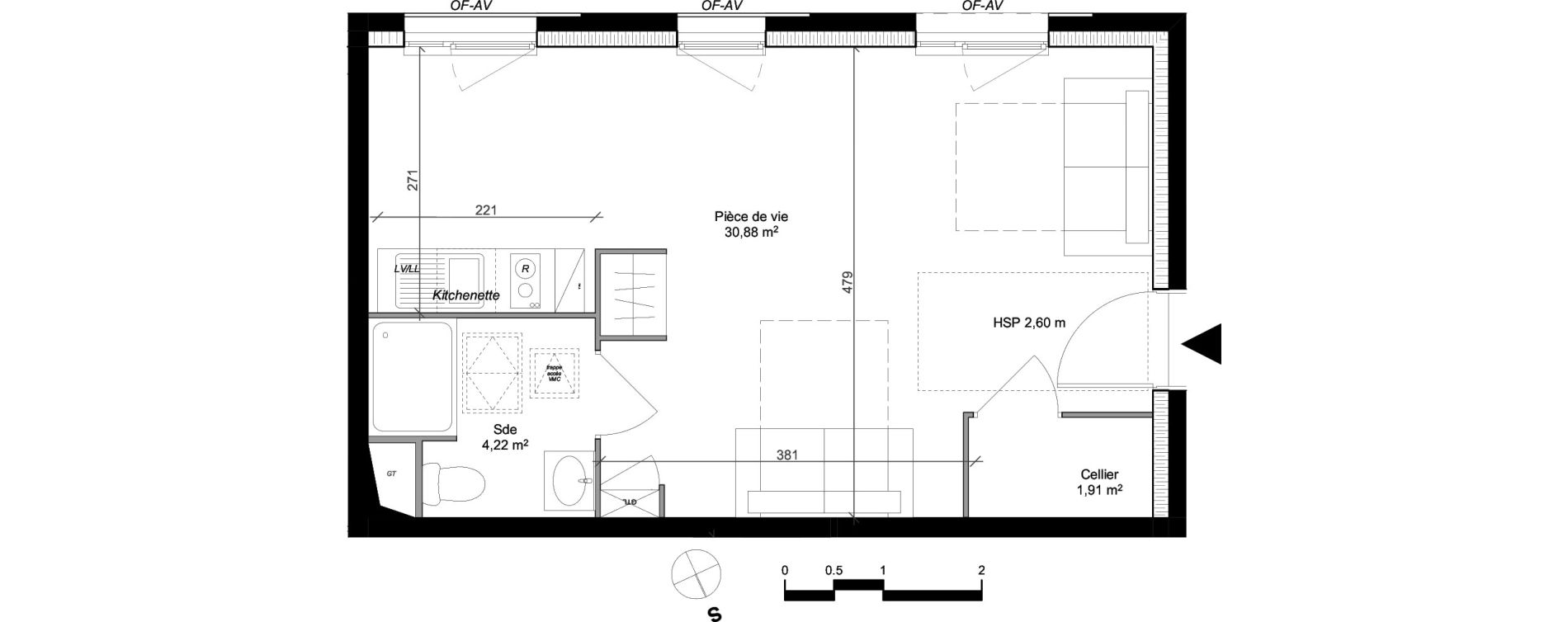 Studio de 36,71 m2 &agrave; Arpajon Les belles vues