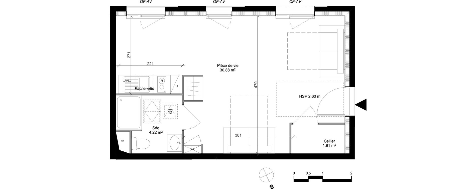 Studio de 37,01 m2 &agrave; Arpajon Les belles vues