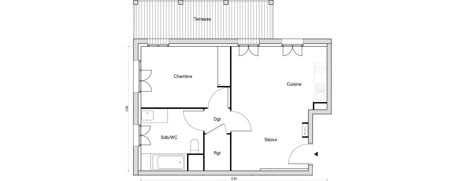 Appartement T2 de 45,73 m2 &agrave; Arpajon Les belles vues