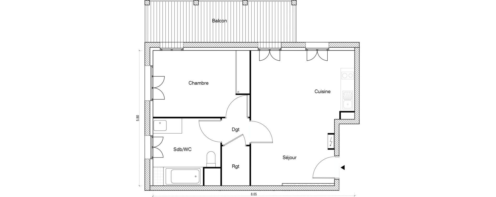 Appartement T2 de 45,73 m2 &agrave; Arpajon Les belles vues