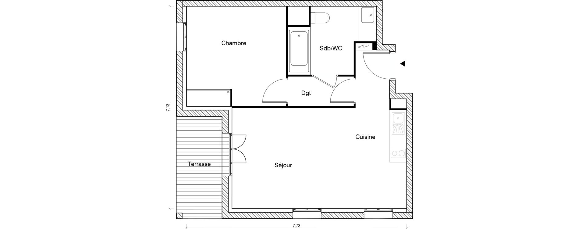 Appartement T2 de 45,01 m2 &agrave; Arpajon Les belles vues