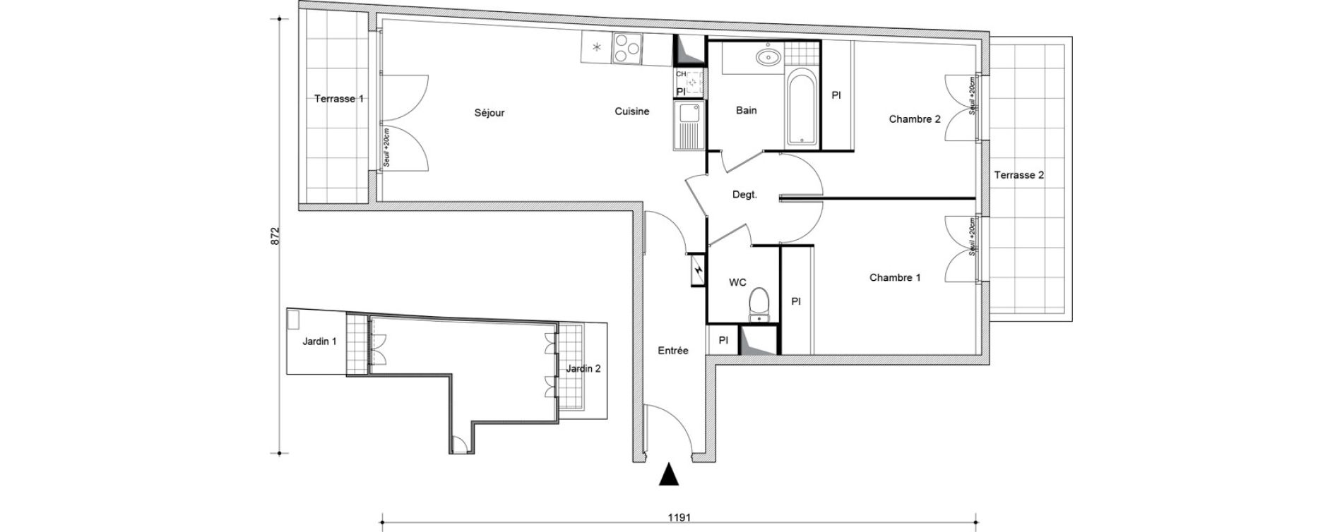 Appartement T3 de 60,74 m2 &agrave; Arpajon Centre