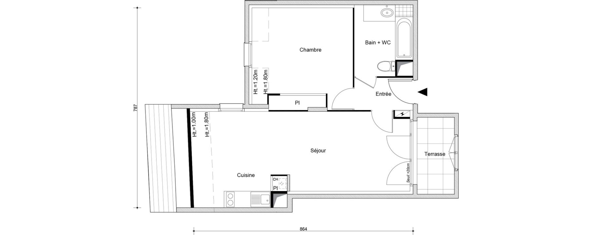 Appartement T2 de 48,76 m2 &agrave; Arpajon Centre