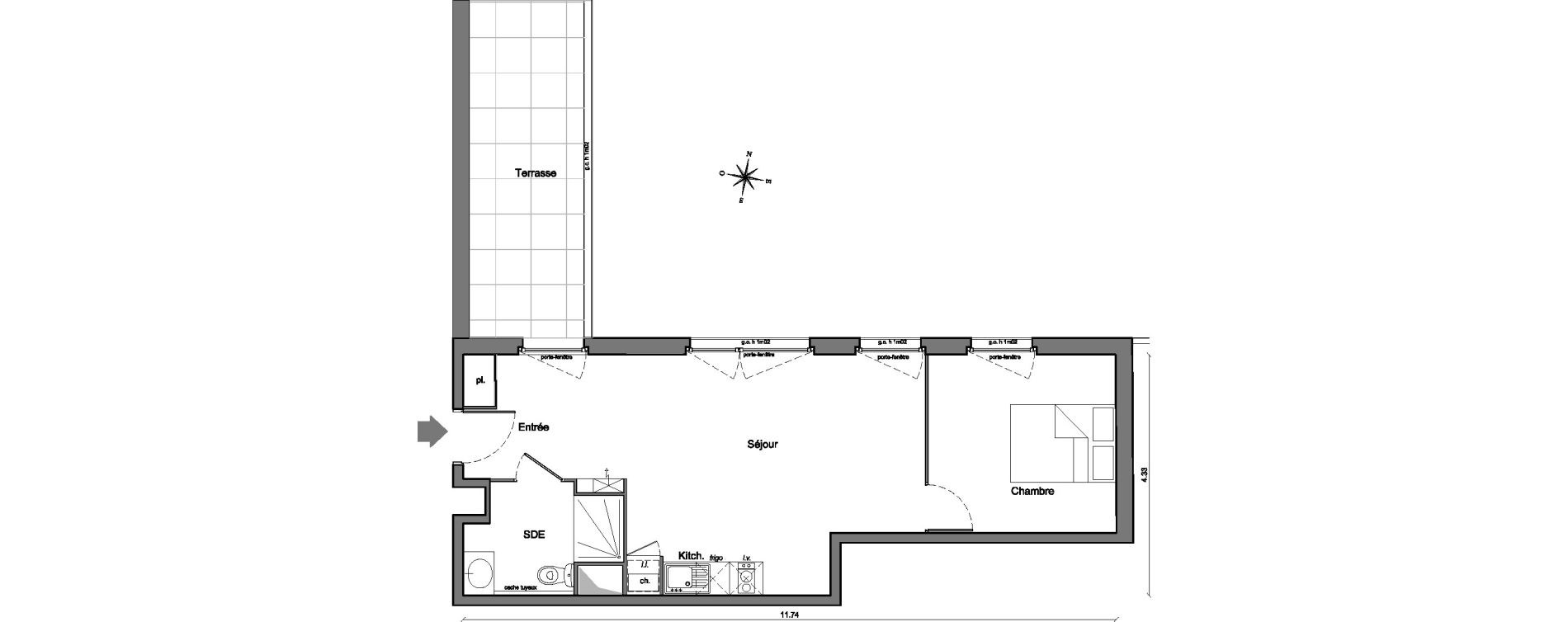 Appartement T2 de 43,43 m2 &agrave; Arpajon Centre