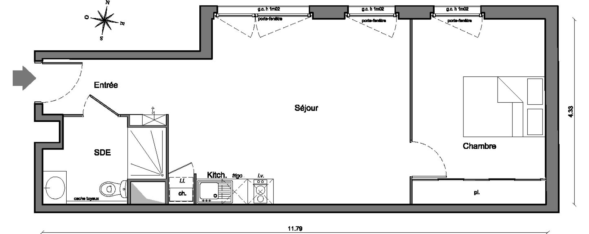 Appartement T2 de 45,42 m2 &agrave; Arpajon Centre