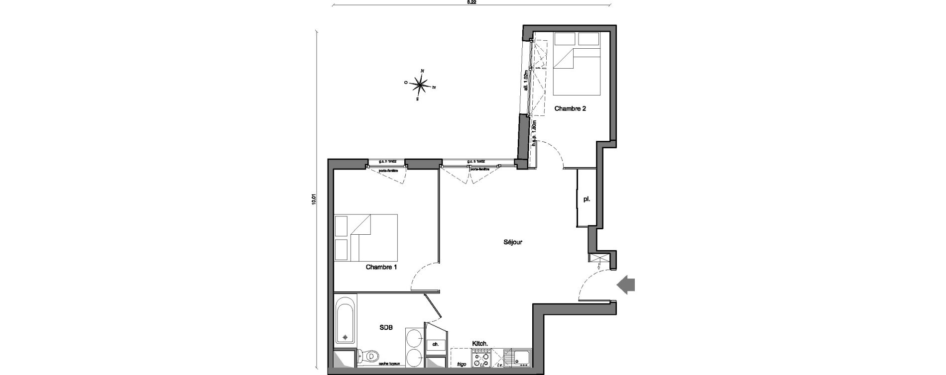 Appartement T3 de 50,76 m2 &agrave; Arpajon Centre