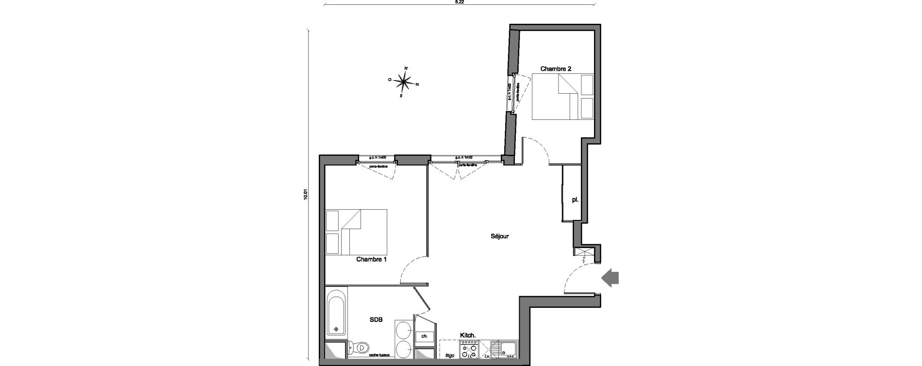 Appartement T3 de 51,03 m2 &agrave; Arpajon Centre