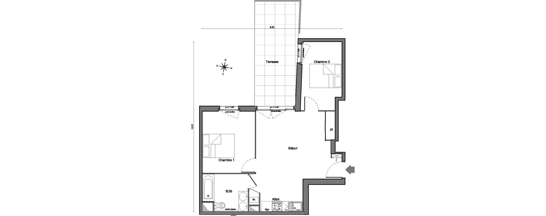 Appartement T3 de 51,03 m2 &agrave; Arpajon Centre