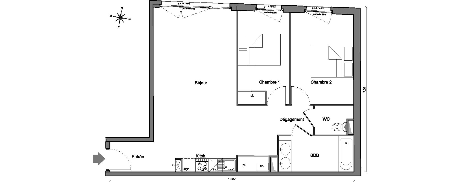 Appartement T3 de 65,03 m2 &agrave; Arpajon Centre