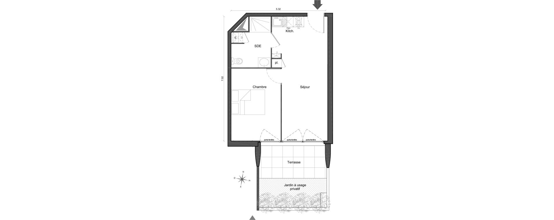Appartement T2 de 36,60 m2 &agrave; Arpajon Centre
