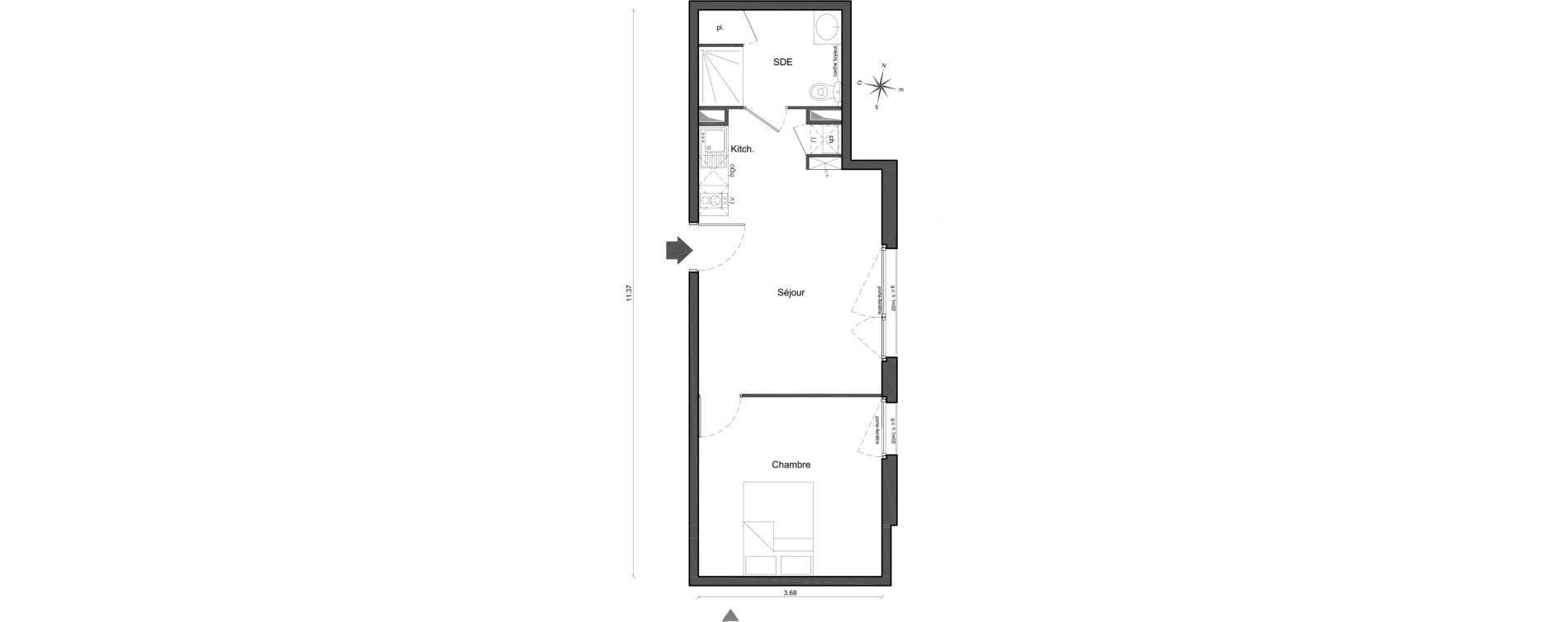 Appartement T2 de 38,22 m2 &agrave; Arpajon Centre