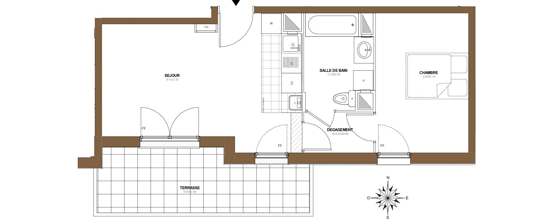Appartement T2 de 42,20 m2 &agrave; Arpajon Centre