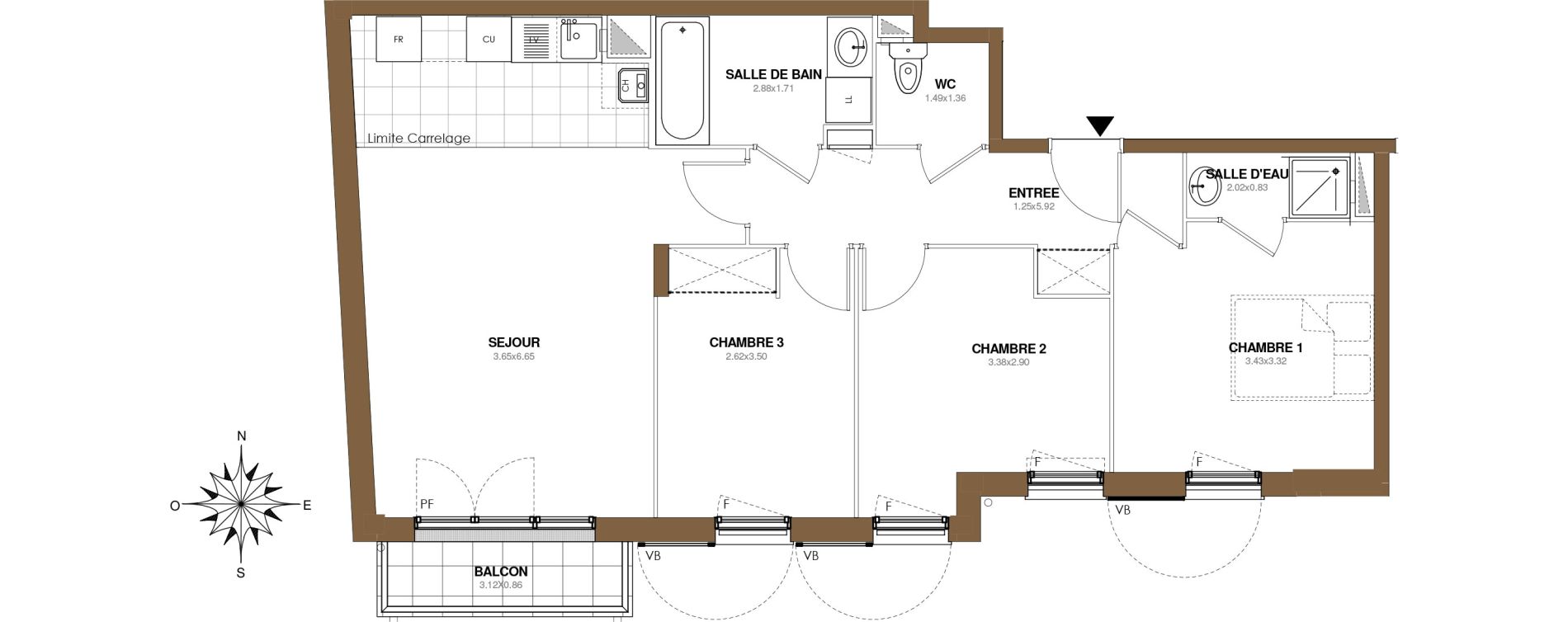 Appartement T4 de 74,10 m2 &agrave; Arpajon Centre