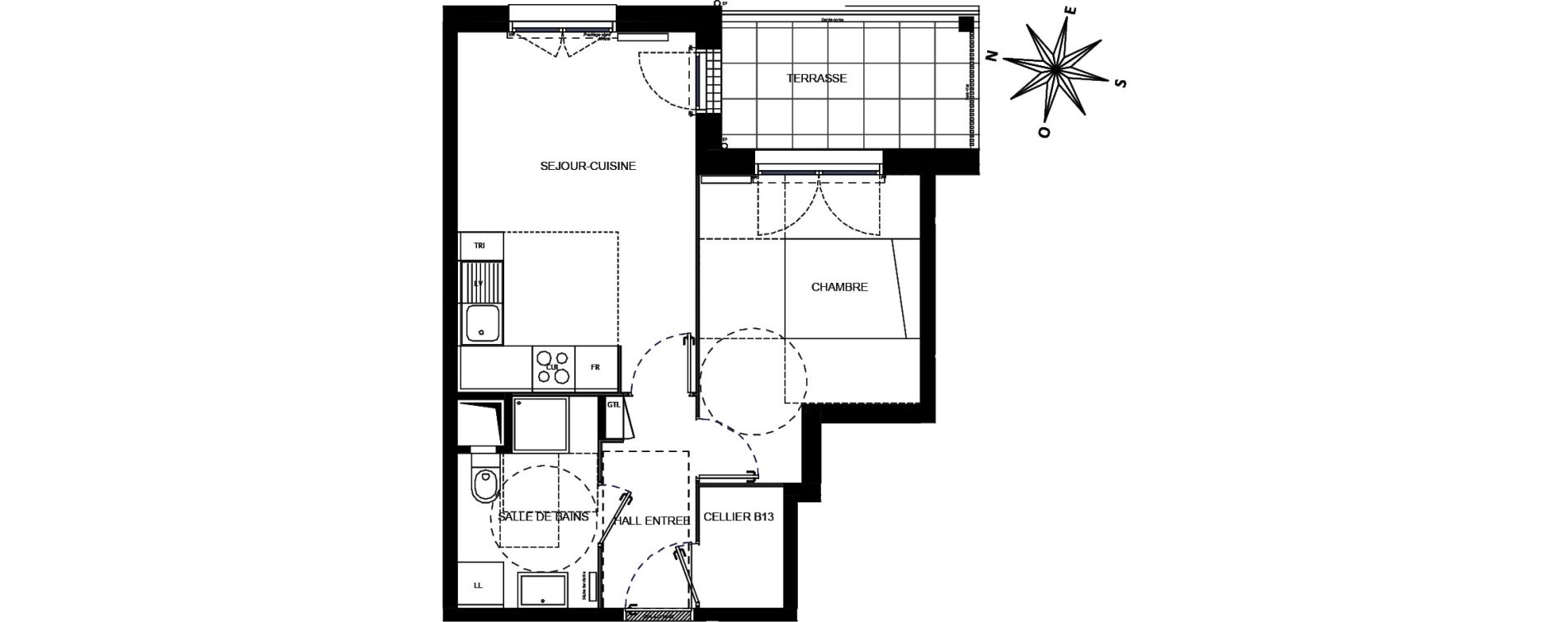 Appartement T2 de 37,44 m2 &agrave; Arpajon Centre