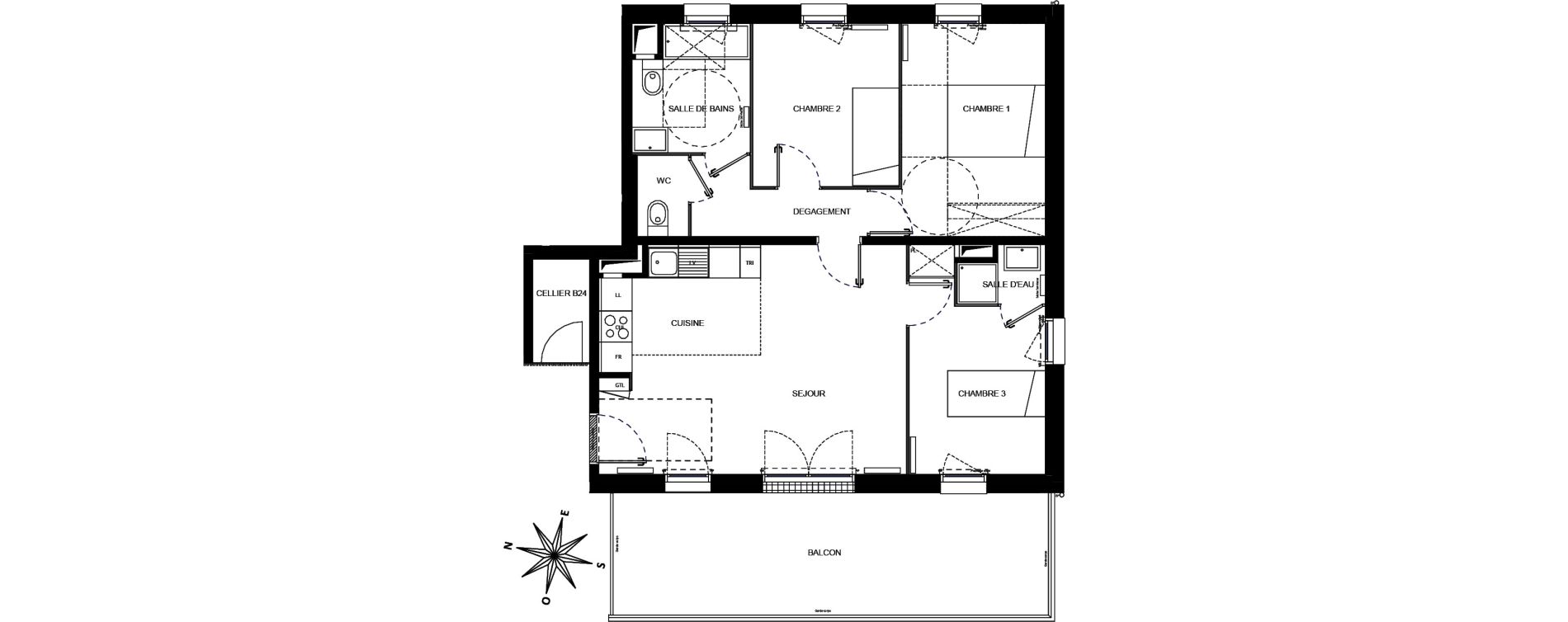 Appartement T4 de 69,46 m2 &agrave; Arpajon Centre