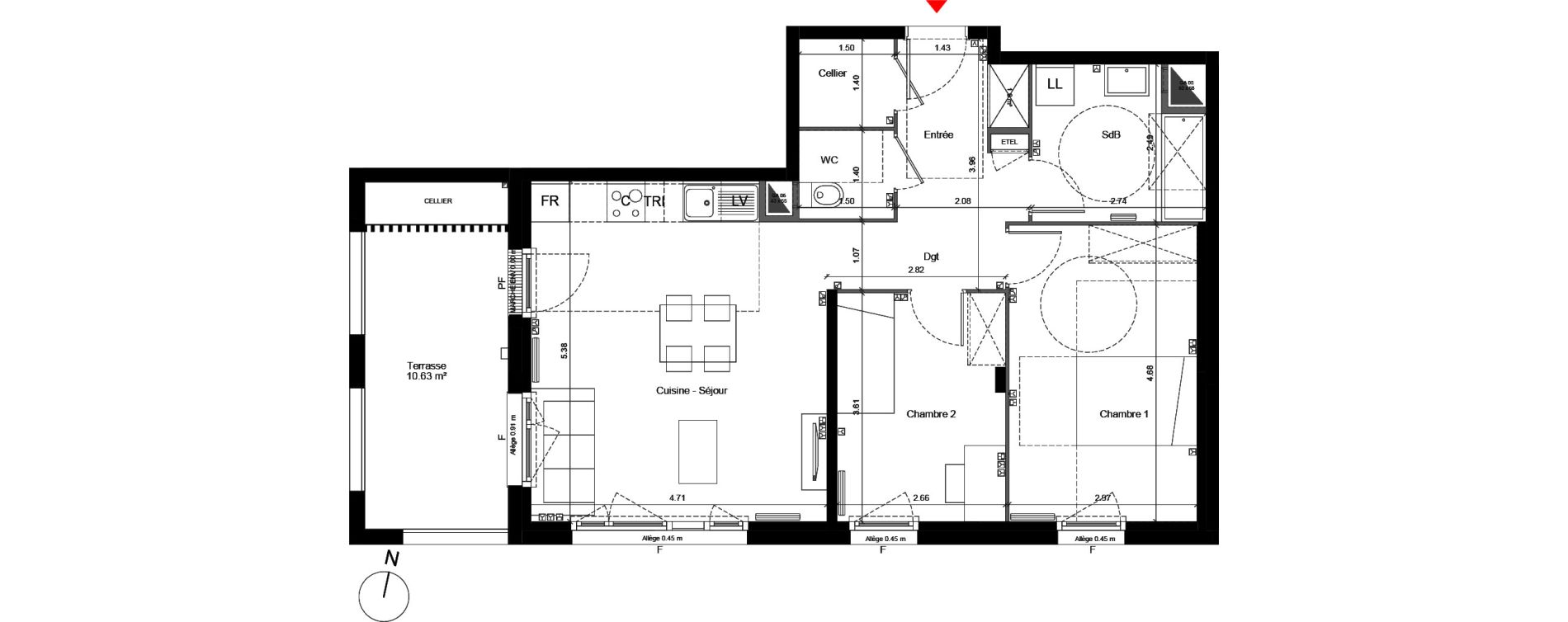 Appartement T3 de 66,84 m2 &agrave; Arpajon Centre