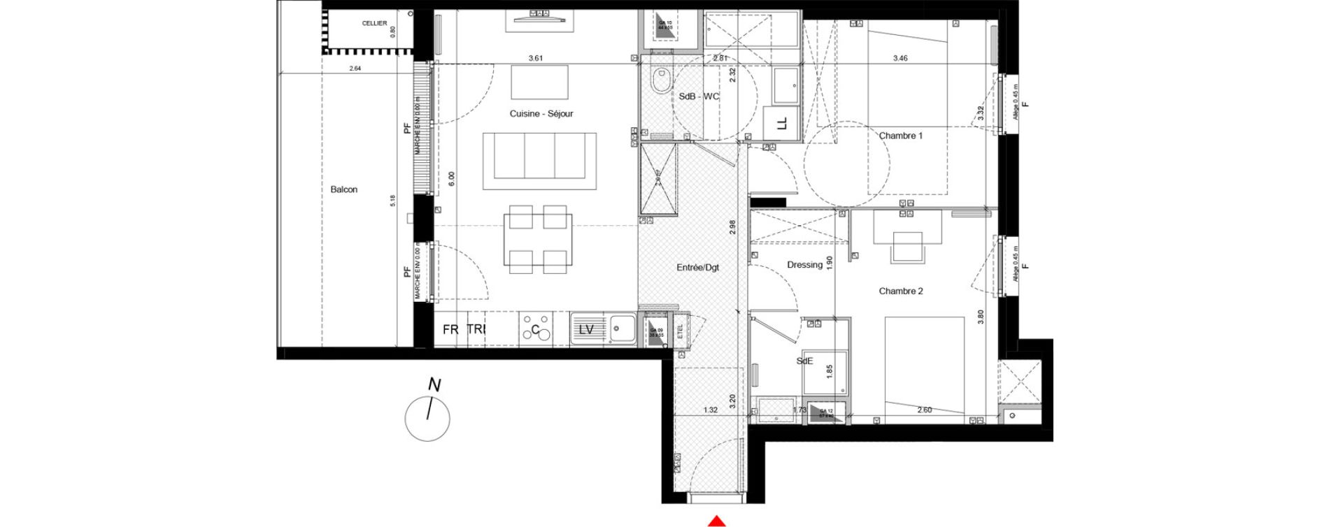 Appartement T3 de 66,04 m2 &agrave; Arpajon Centre