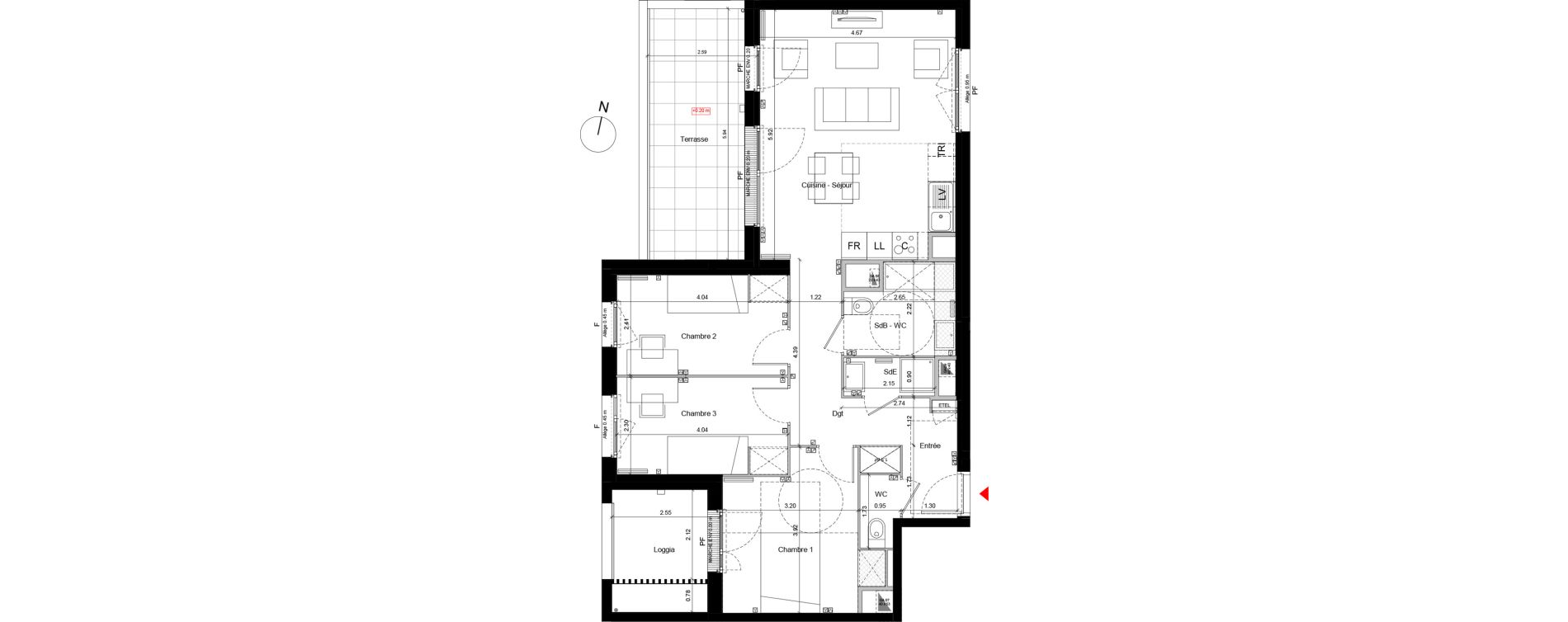 Appartement T4 de 77,55 m2 &agrave; Arpajon Centre