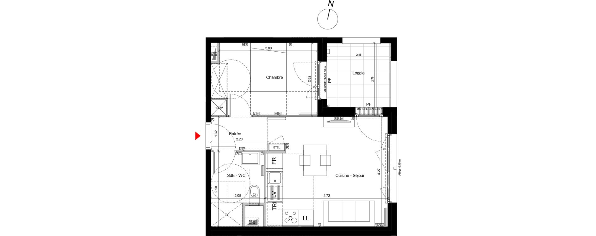 Appartement T2 de 39,26 m2 &agrave; Arpajon Centre