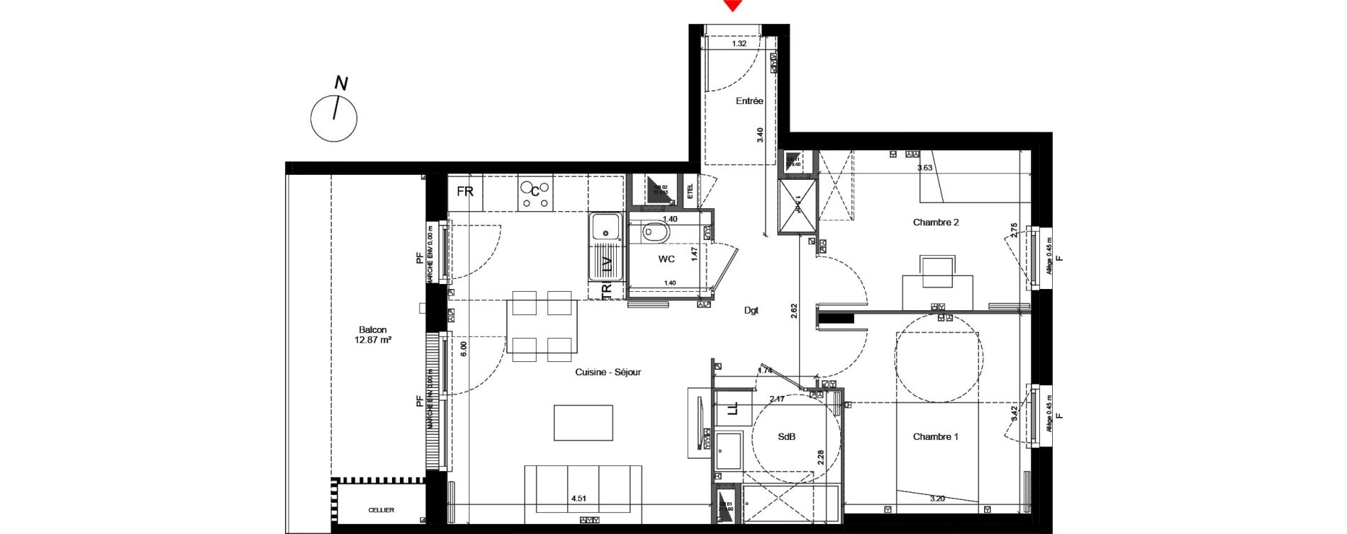 Appartement T3 de 61,55 m2 &agrave; Arpajon Centre