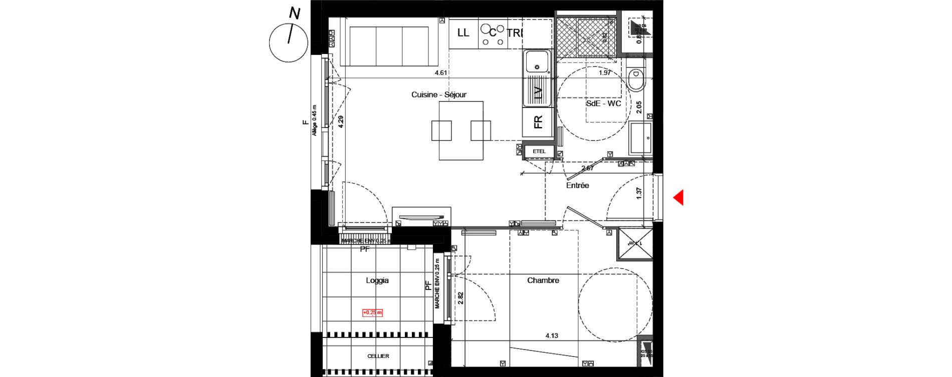 Appartement T2 de 38,70 m2 &agrave; Arpajon Centre