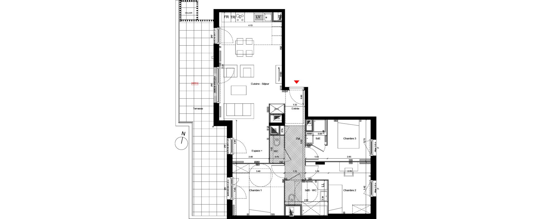 Appartement T4 de 85,05 m2 &agrave; Arpajon Centre