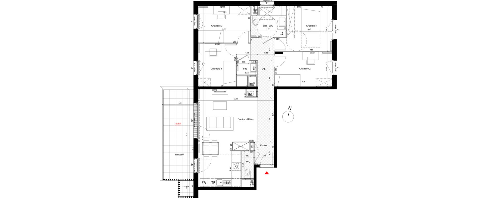 Appartement T5 de 94,58 m2 &agrave; Arpajon Centre