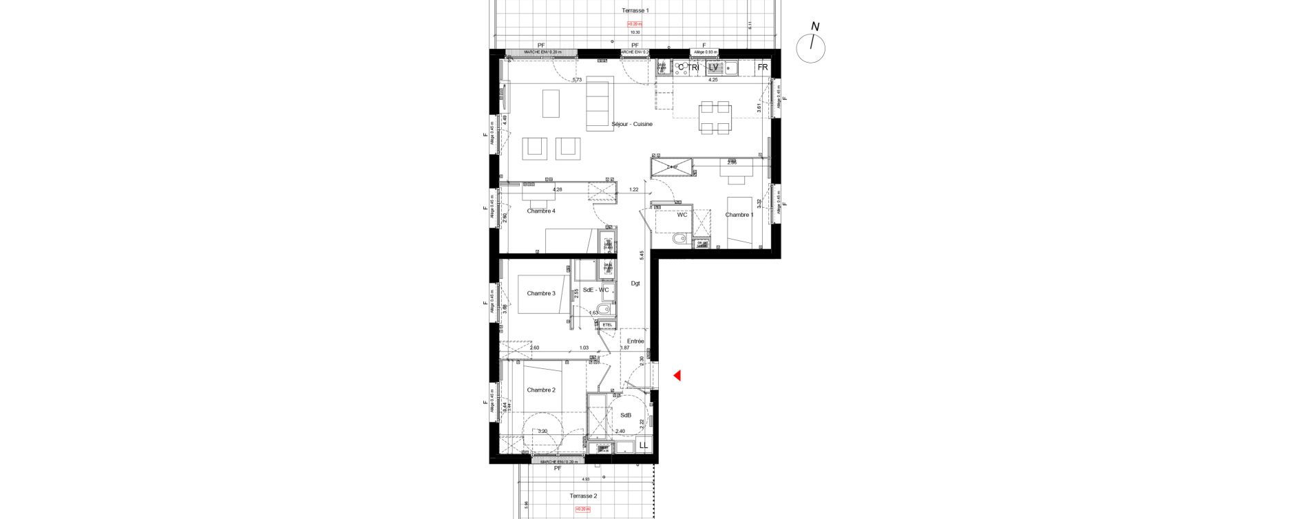 Appartement T5 de 106,32 m2 &agrave; Arpajon Centre