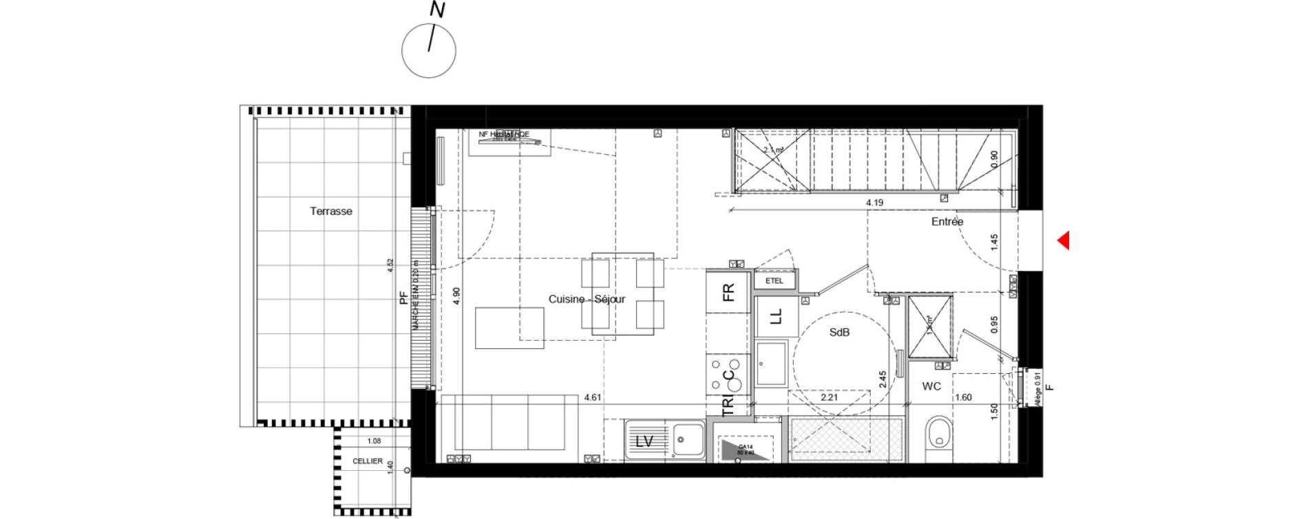 Duplex T4 de 73,65 m2 &agrave; Arpajon Centre