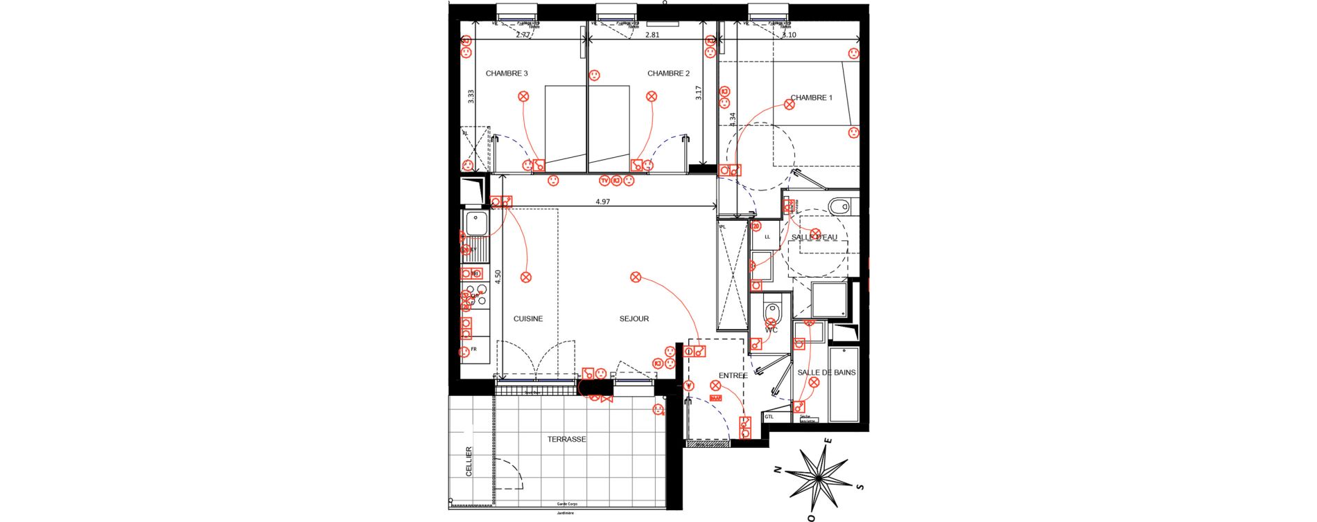 Appartement T4 de 70,63 m2 &agrave; Arpajon Centre