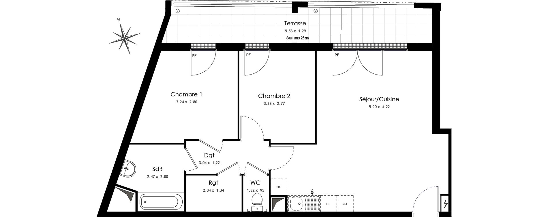 Appartement T3 de 63,46 m2 &agrave; Arpajon Centre