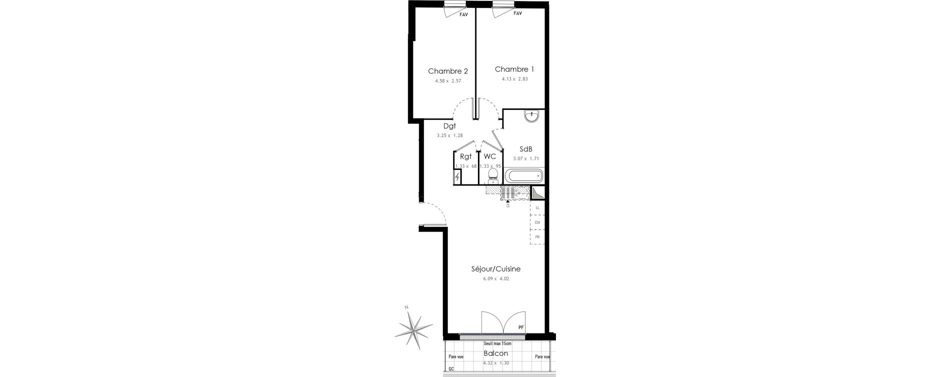 Appartement T3 de 63,06 m2 &agrave; Arpajon Centre